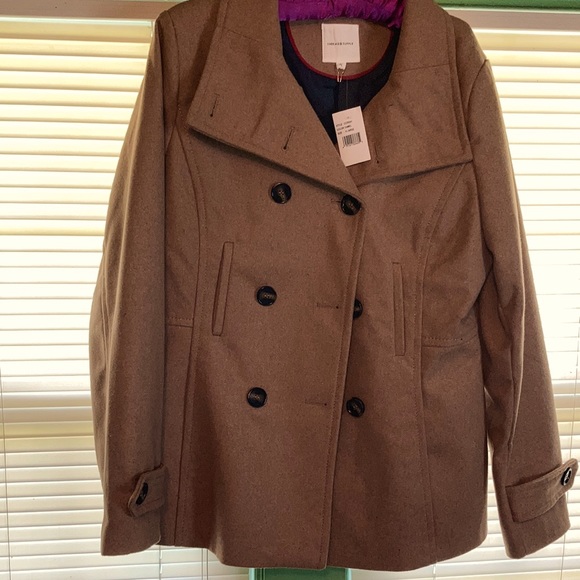 camel colored peacoat